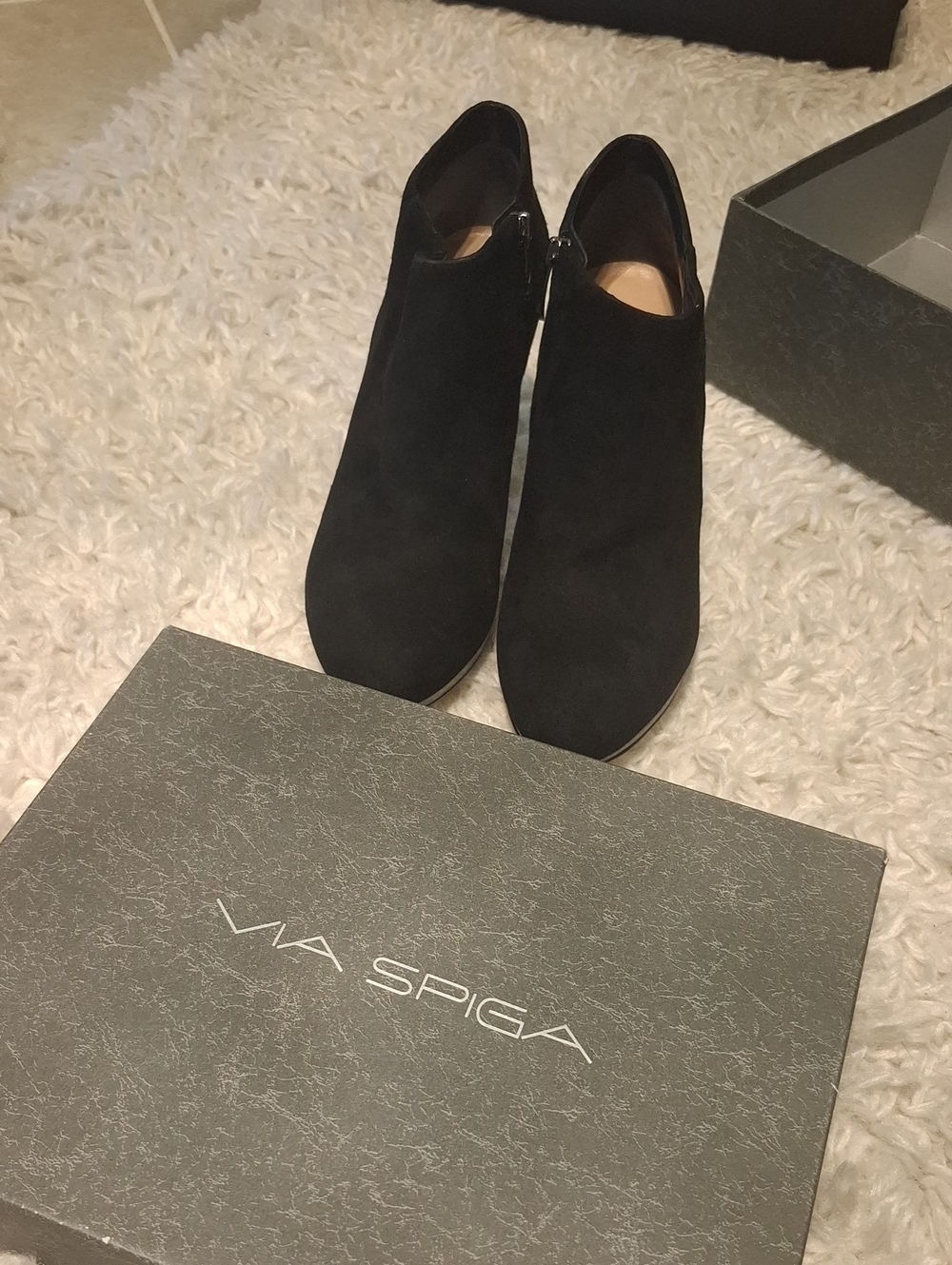 Via Spiga Black Suede Women's Ankle Booties